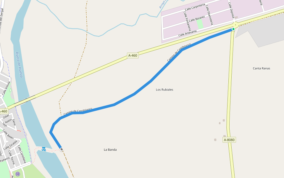 Camino de Castilblanco walking route map in Guillena