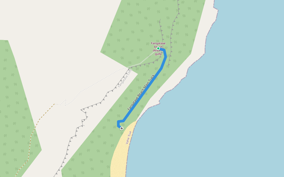 Fangatave Beach Main Track walking route map in Ohonua