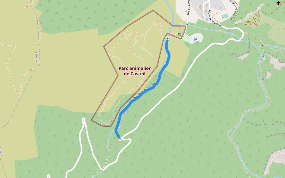 Chemin du coll de Jou walking route map in Casteil