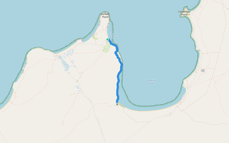 Surfleet Cove to Spalding Cove walking route map in Lincoln National Park