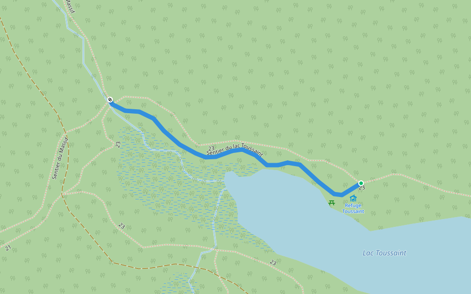 Sentier du lac Toussaint walking route map in Notre-Dame-de-la-Merci