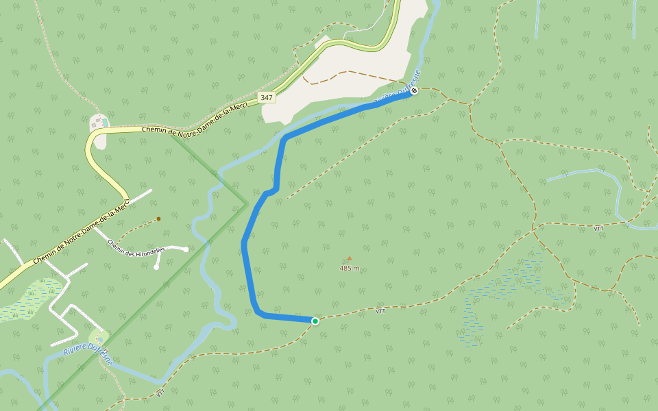 Sentier de la Rivière Dufresne walking route map in Notre-Dame-de-la-Merci