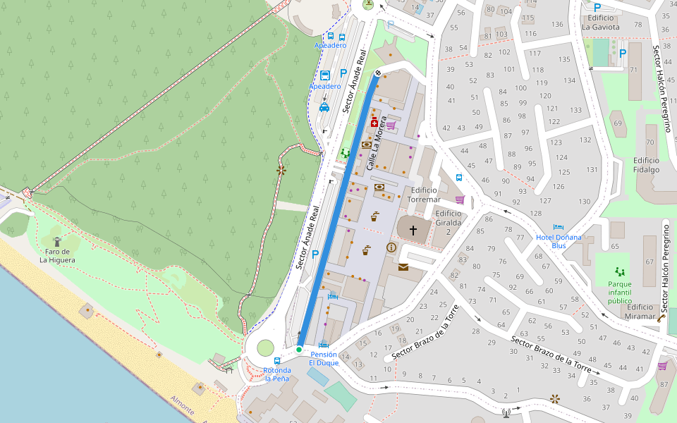 Avenida de las Adelfas walking route map in Matalascañas