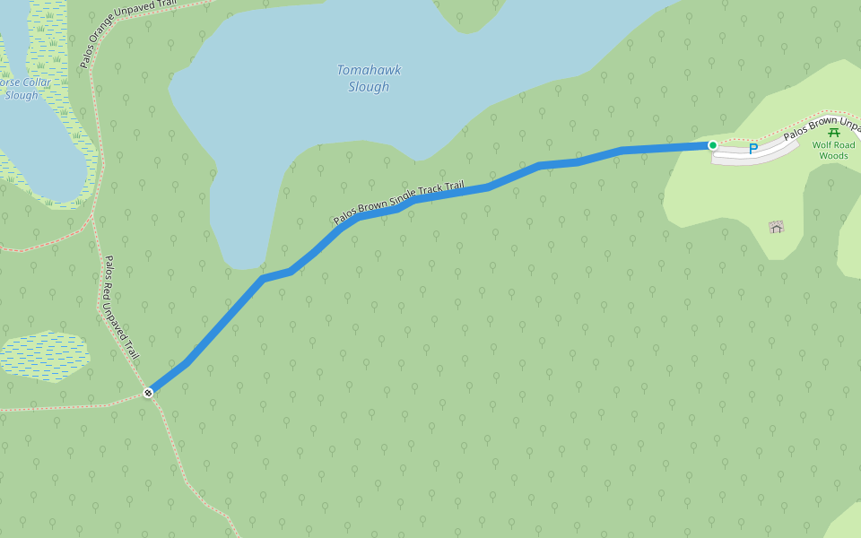 Palos Brown Single Track Trail walking route map in Willow Springs