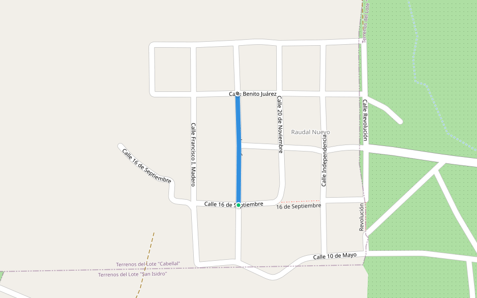 Rafaél Vargas Espinoza walking route map in Raudal Nuevo