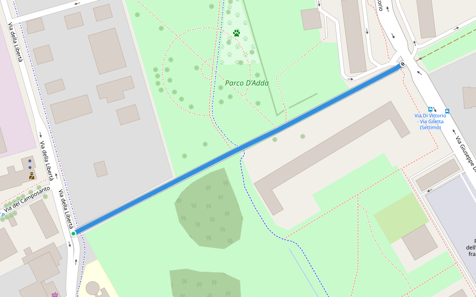 Via Giletta walking route map in Settimo Milanese