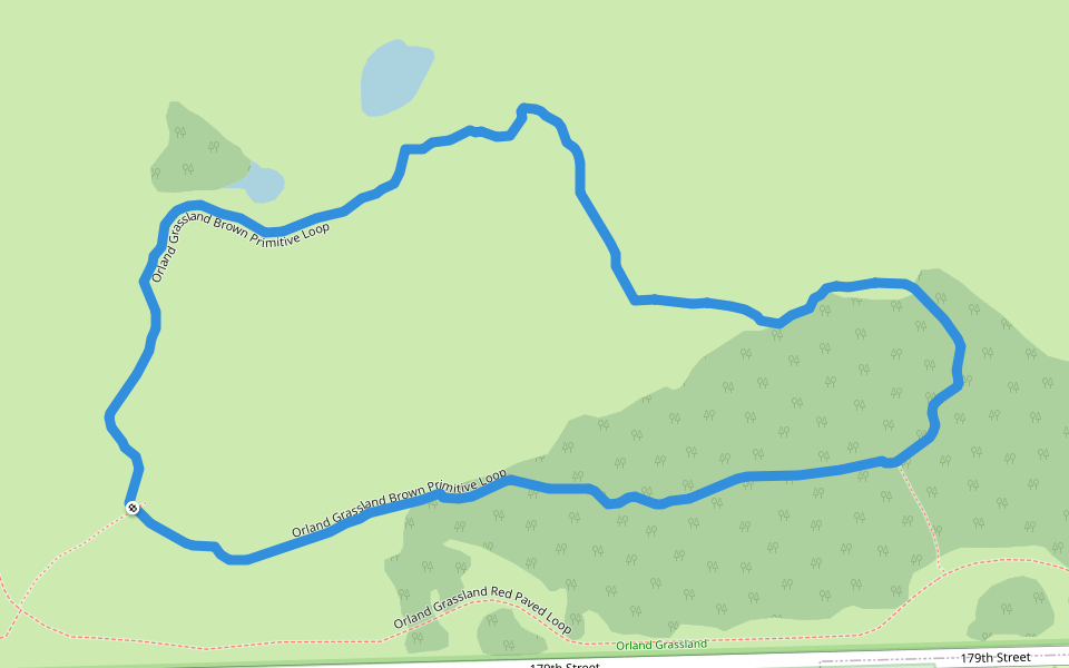 Orland Grassland Brown Primitive Loop walking route map in Tinley Park