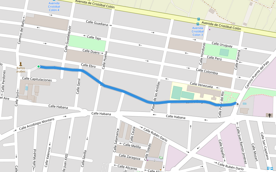 Calle del Agua walking route map in Churriana de la Vega