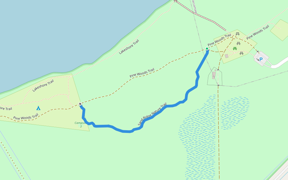 Sand Ridge Nature Trail walking route map in Lake Waccamaw