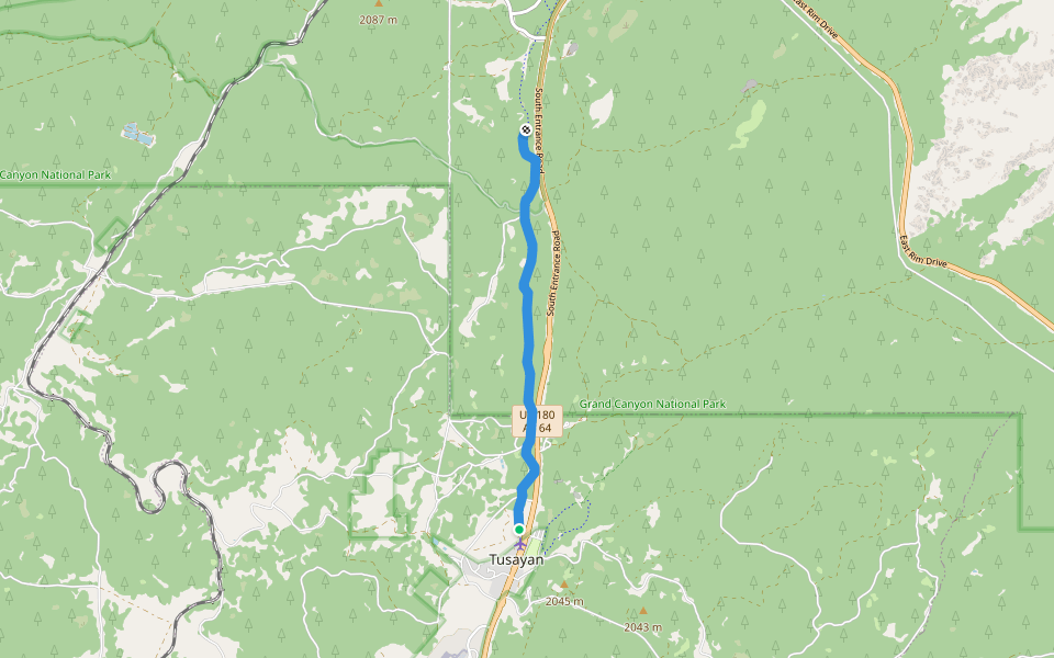 Grand Canyon Village Greenway walking route map in Grand Canyon Village