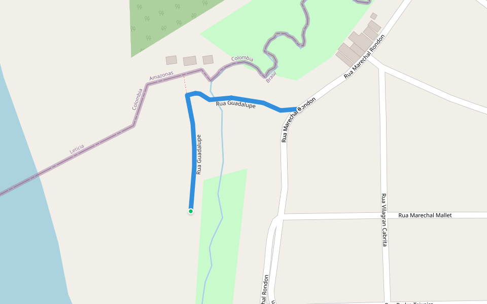 Rua Guadalupe walking route map in Tabatinga