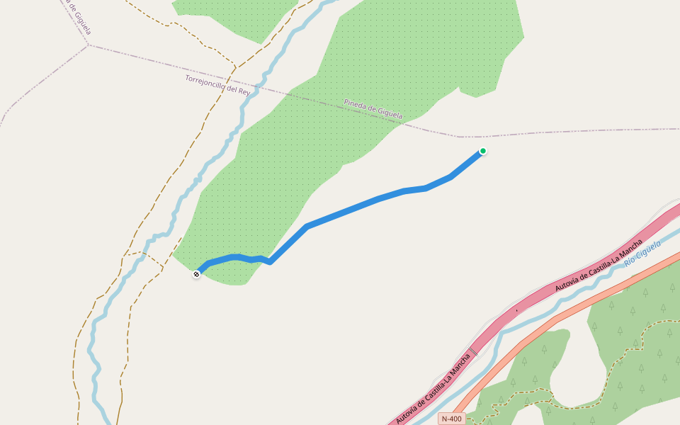 Cañada Real de Los Serranos walking route map in Torrejoncillo del Rey