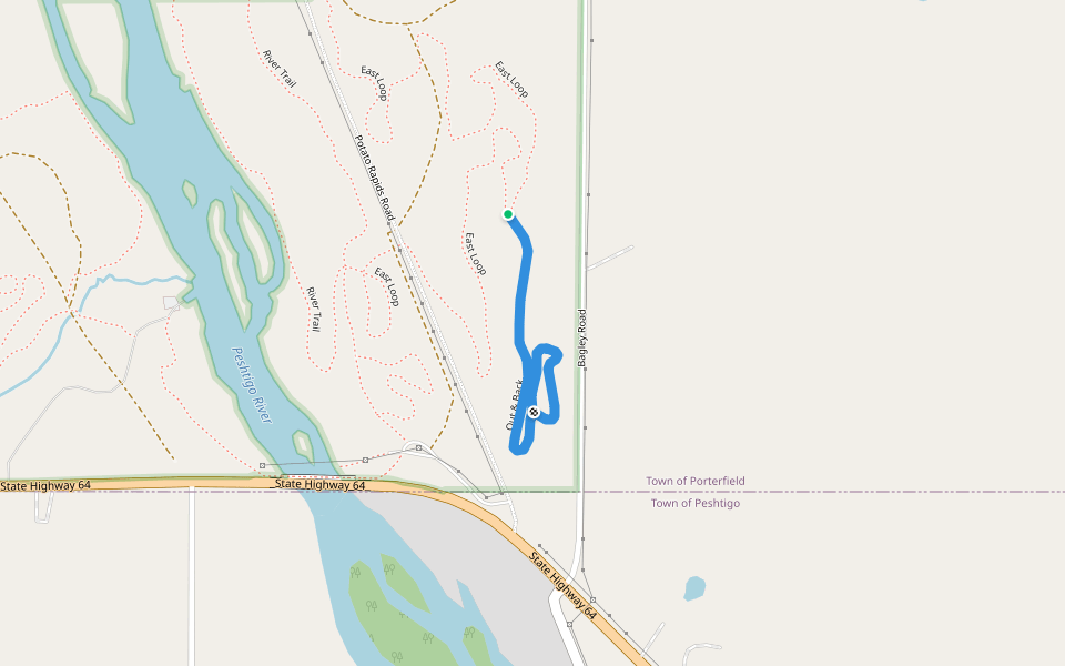 Out & Back walking route map in Marinette