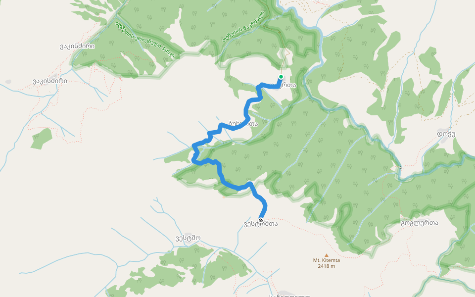 Goglurta-Iliurta trail, marked red trail walking route map in Iliurta