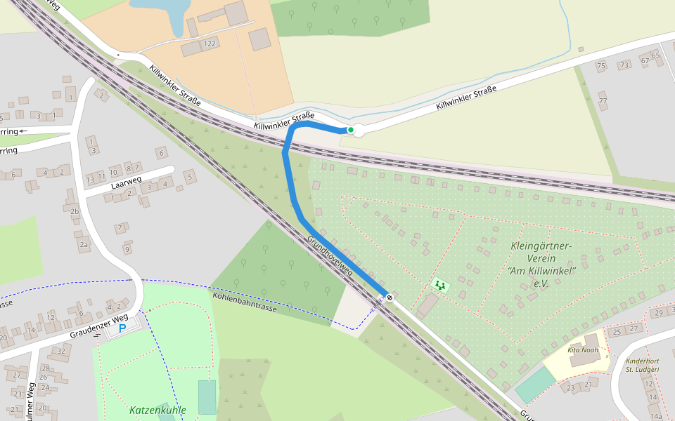 Grundhövelweg walking route map in Hamm