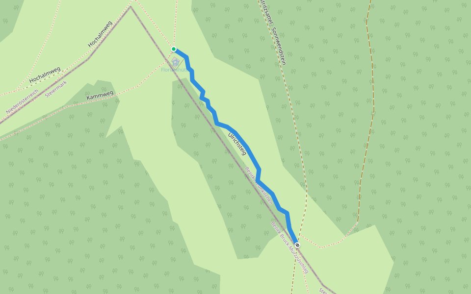 Ulrichsteig walking route map in Trattenbach