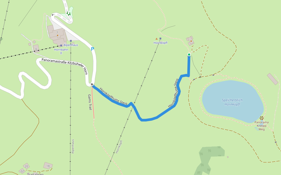 Hornköpflhütte Steig walking route map in Kitzbühel