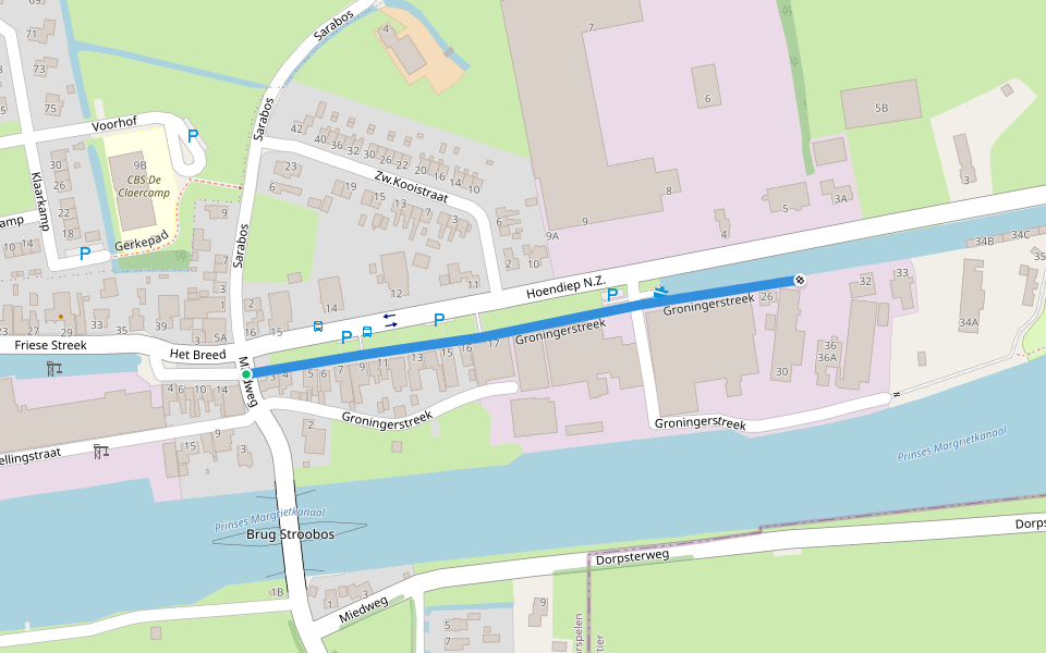 Groningerstreek walking route map in Stroobos