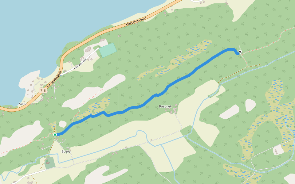 Buåsen natursti walking route map in Hasselvika