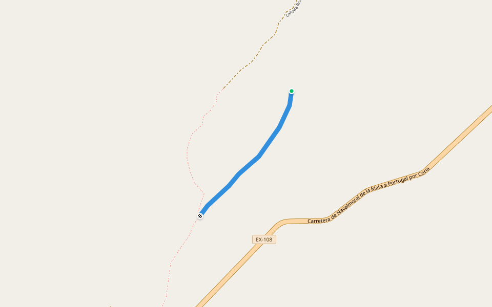Cordel de Ganados de Alcantara walking route map in Moraleja