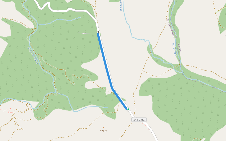 Cañada Real de ganados de Zamora a Sanabria walking route map in Figueruela de Arriba