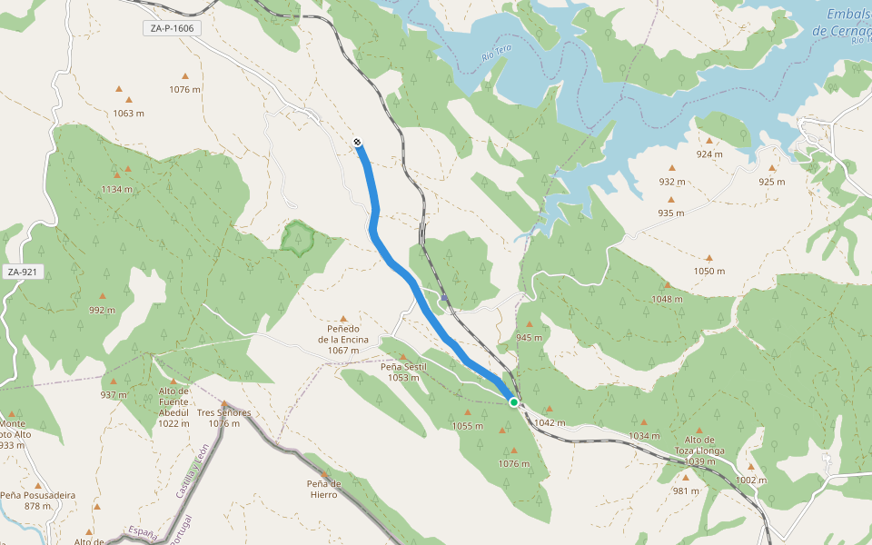 Cañada Real de ganados de Zamora a Sanabria - Cañada Sanabresa walking route map in Puebla de Sanabria