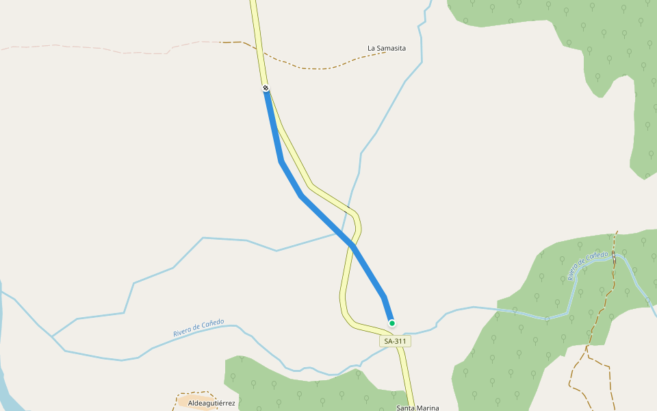 Cordel de Ledesma a Bermillo de Sayago walking route map in Ledesma