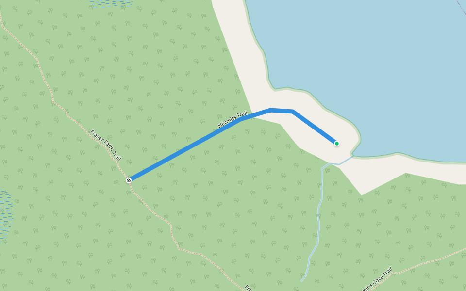 Hermits Trail walking route map in Shearwater