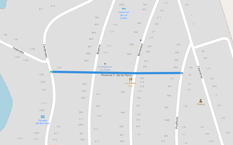 Peatonal 3 - De los Teros walking route map in Las Cañas