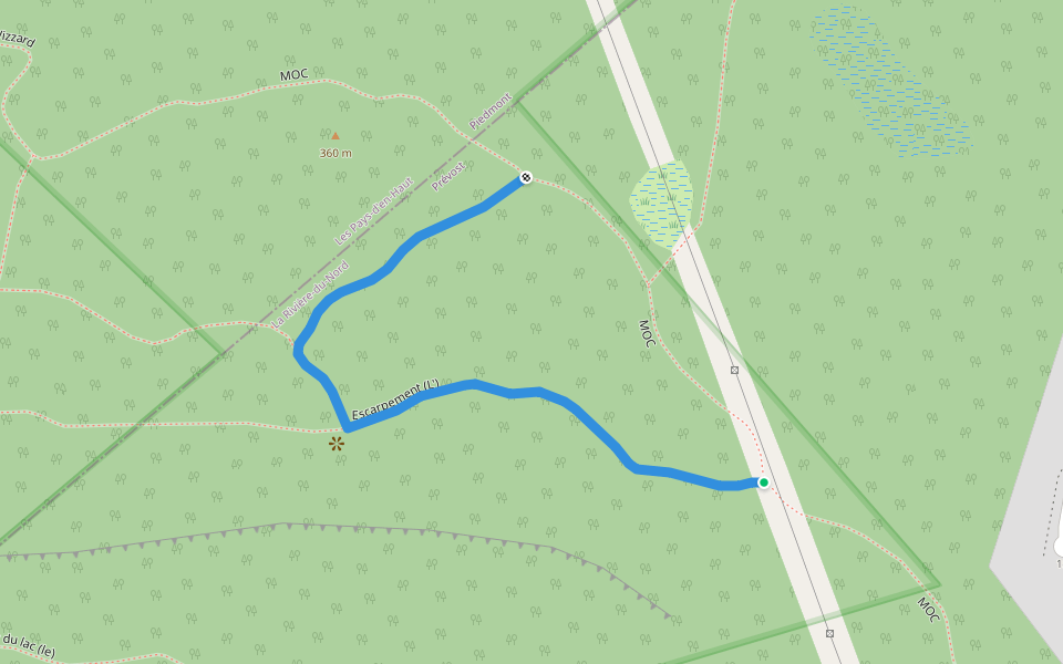 Escarpement (L') walking route map in Prévost