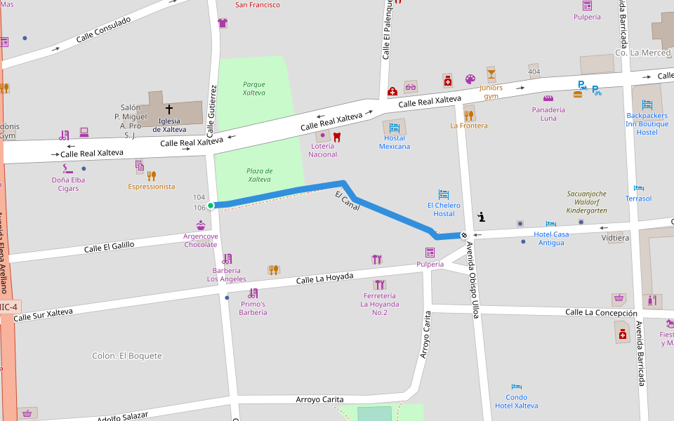 El Canal walking route map in Santa Ana