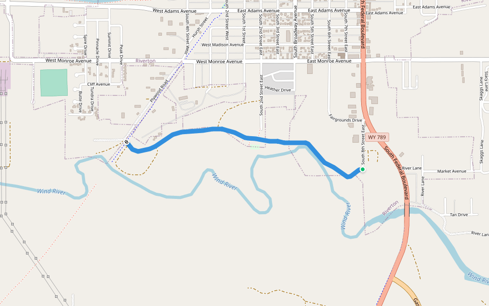 River Walk walking route map in Riverton