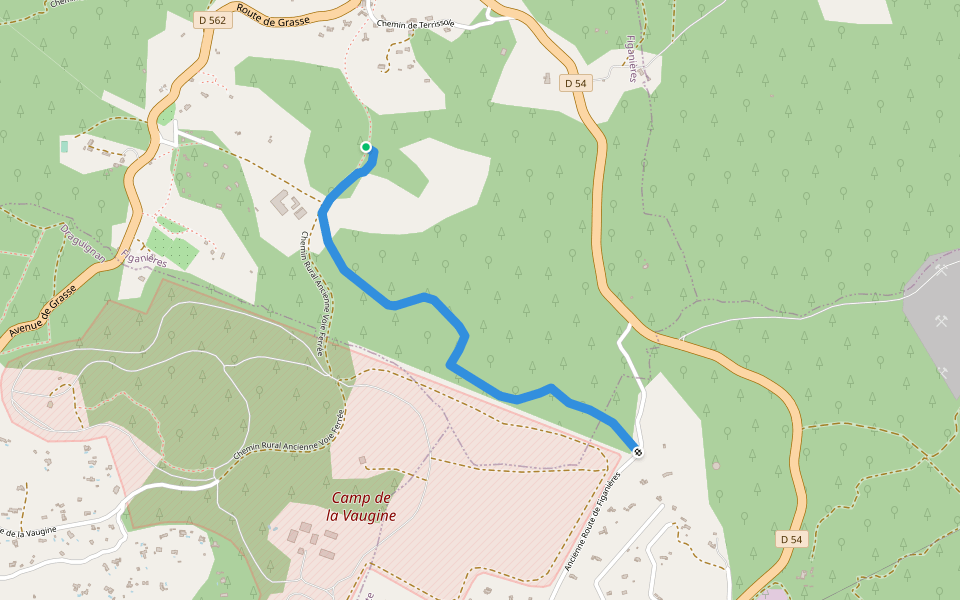 Draille du Camp walking route map in Figanières
