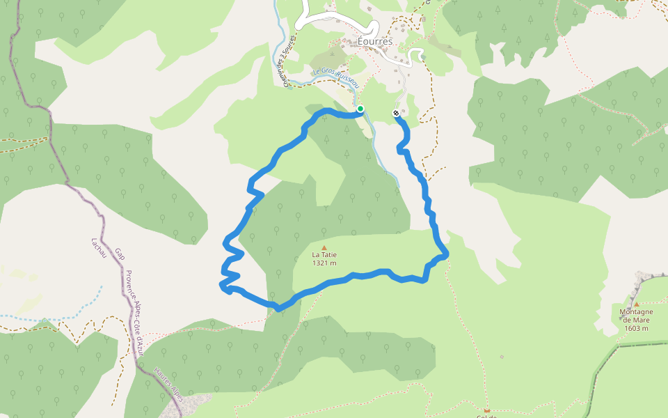Boucle de la tatie walking route map in Éourres