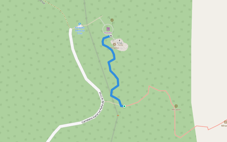 Sendero hacia la Peña de la Cruz walking route map in Lugar Quebrada Seca