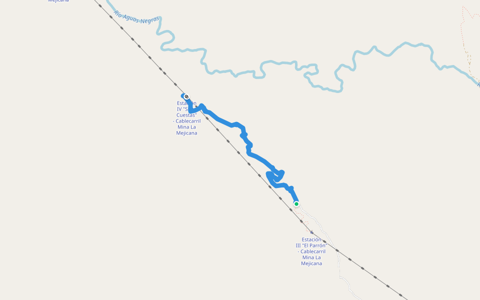 Sendero entre Estación 3 y 4 walking route map in El Parrón