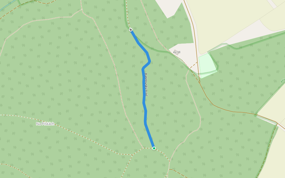 Batelovský trail walking route map in Moravské Knínice