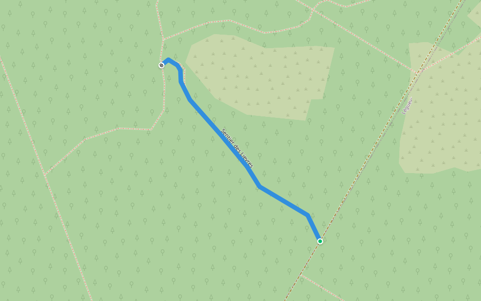 Sentier des Lievres walking route map in Mérenvielle