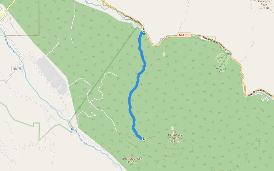 Osha Canyon Trail (20) walking route map in Vadito