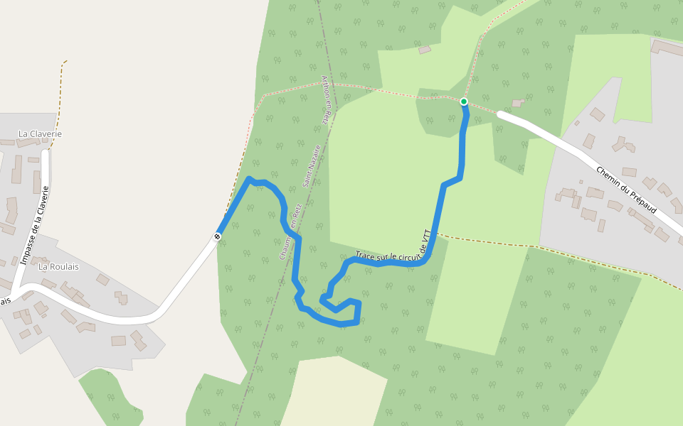 Trace sur le circuit de VTT walking route map in Vue