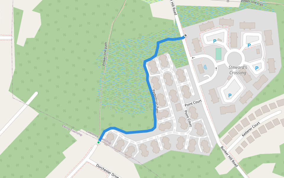 Pedestrian Path walking route map in Trenton