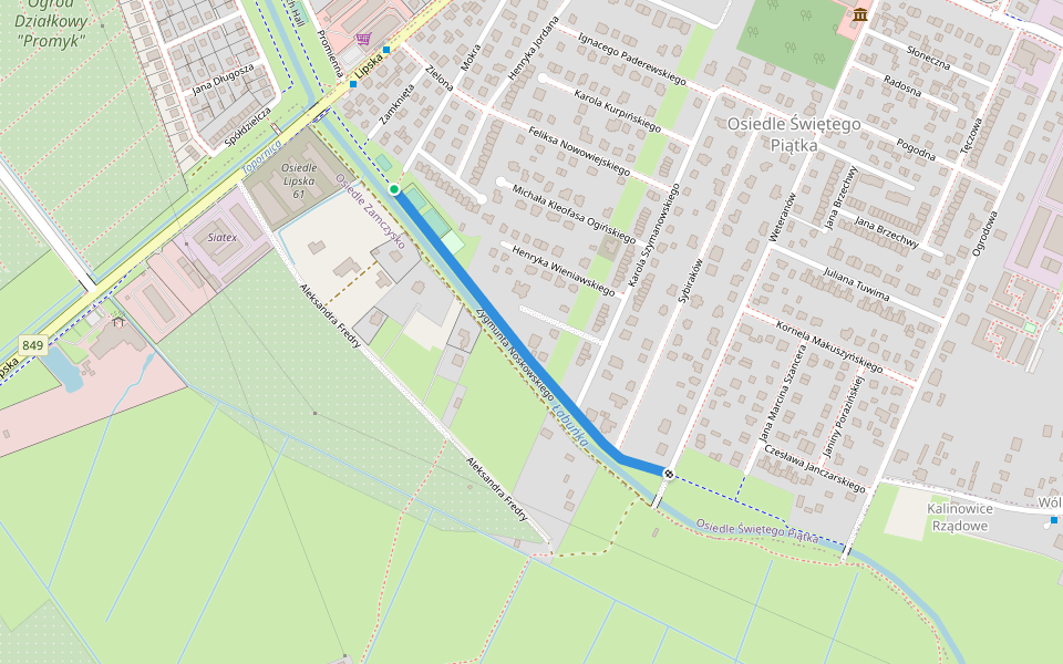 Zygmunta Noskowskiego walking route map in Kajetany