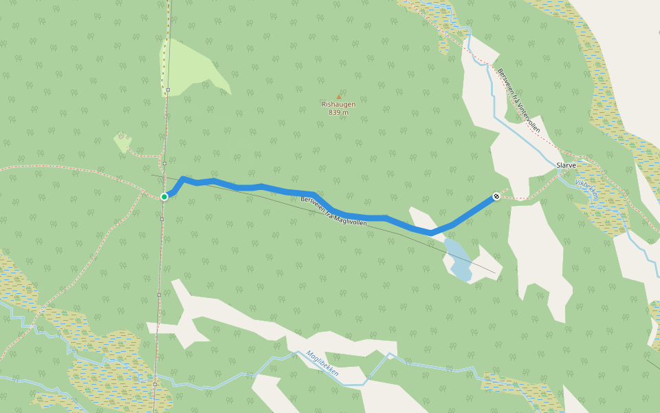 Bersveien frå Maglivollen walking route map in Glåmos