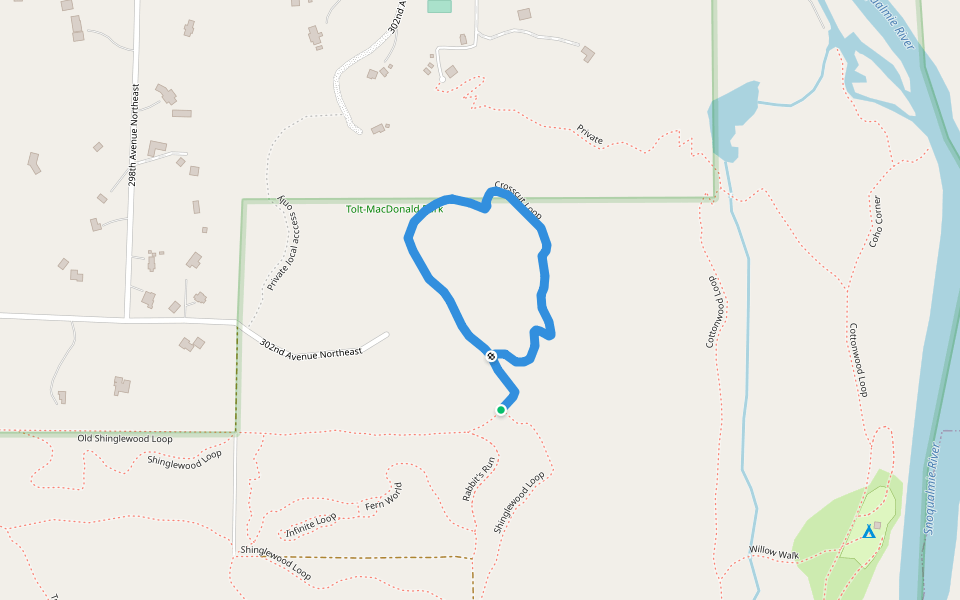 Crosscut Loop walking route map in Carnation