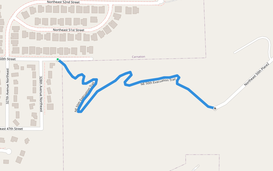 NE 50th Evacuation Trail walking route map in Carnation