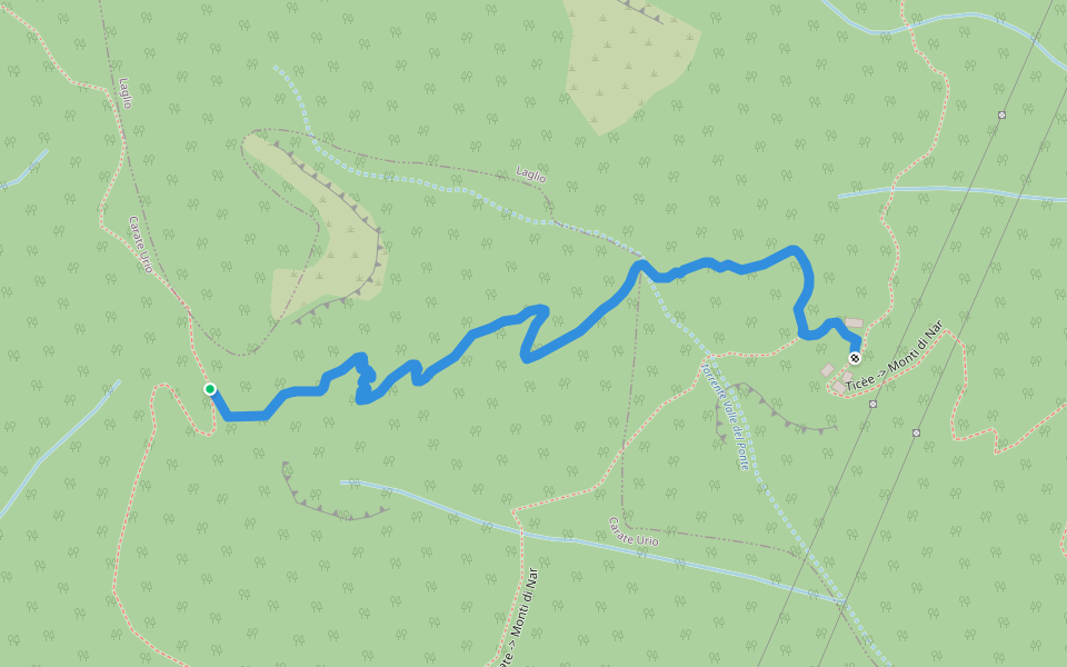 Monti di Nar - Rifugio Murelli walking route map in Carate Urio