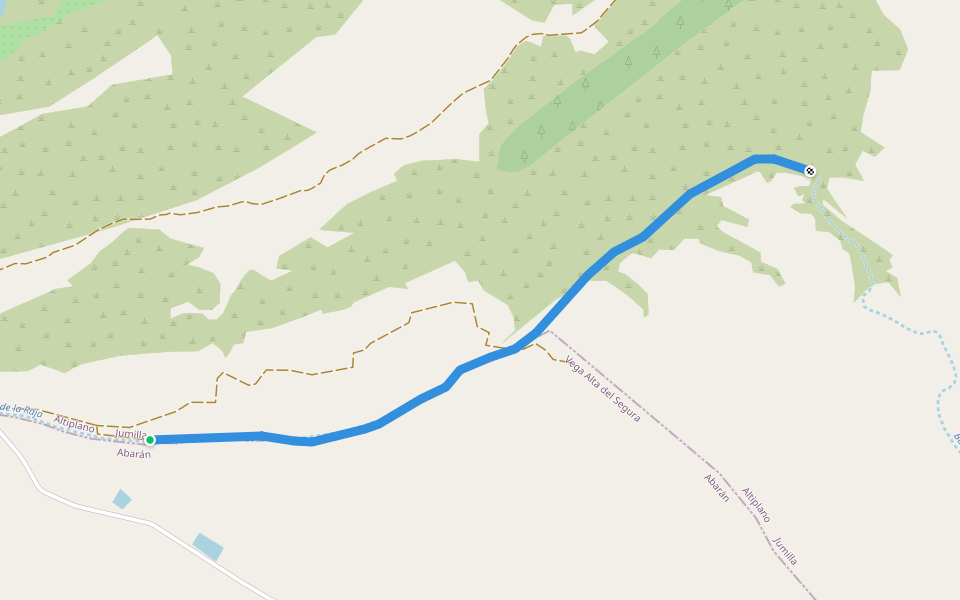 Cañada Real de Murcia a Albacete walking route map in Jumilla