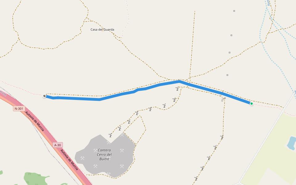 Cañada Real de Andalucía a Valencia walking route map in Chinchilla de Monte-Aragón