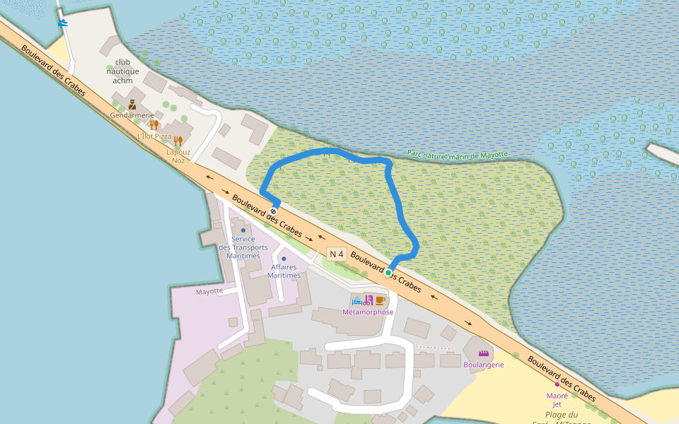 Chemin découverte Vasière des Badamiers walking route map in Dzaoudzi
