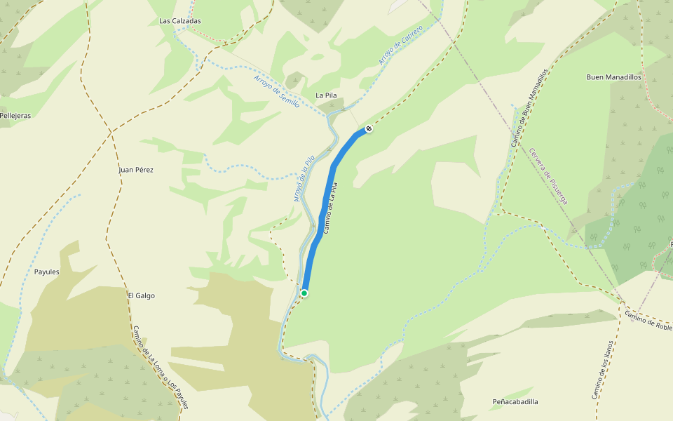 Camino de La Pila walking route map in Olmos de Ojeda